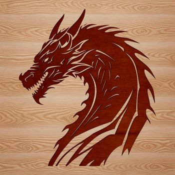 A detailed illustration of a dragon's head in vector format.