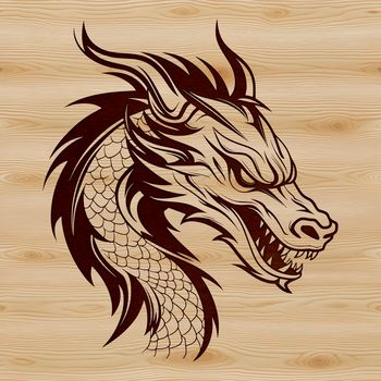 A digital illustration of a mythical creature's head, designed as vector art for various applications.