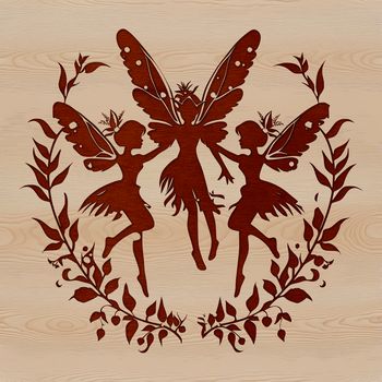 A colorful depiction of a mythical fairy surrounded by ornate floral patterns in vector art style.