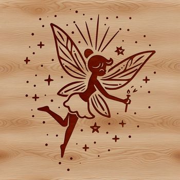 A colorful illustration of a mythical creature with wings and a wand.