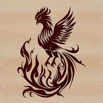 A detailed illustration of a mythical phoenix in ornate style, suitable for vector art designs.