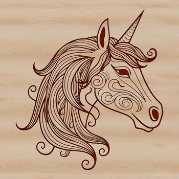 A fantasy creature with an ornate head, depicted as a mythical being from a fairy tale.