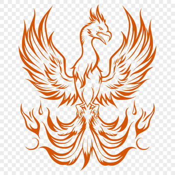 Mythical phoenix creature in full-body design, suitable for vector art and commercial use.