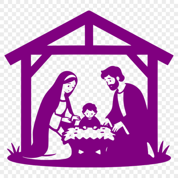A traditional Nativity scene featuring the Holy Family in a simple and elegant design.