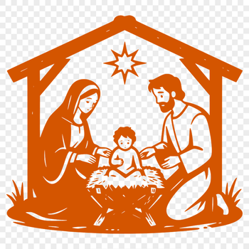 A classic depiction of the Nativity scene in a simple, vector format.