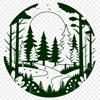 Illustrative forest scene with multiple trees in various stages of growth.