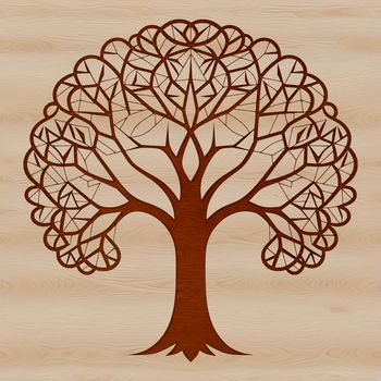 A stylized illustration of a tree with detailed branching and foliage, suitable for vector art projects.