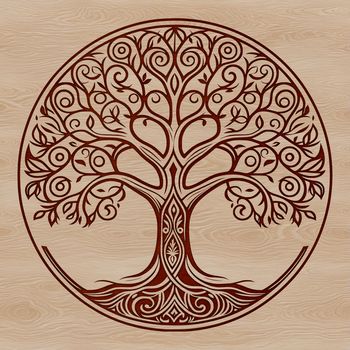 A stylized illustration of a tree with roots and branches, suitable for use in digital design projects.