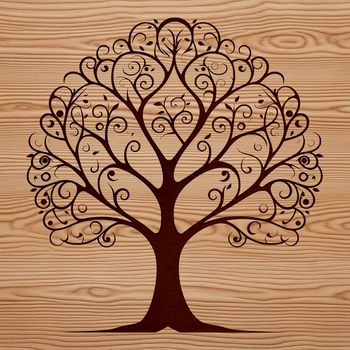 A stylized illustration of a tree with intricate details, suitable for vector design projects.