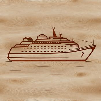 An illustration of a modern cruise ship under clear blue skies.