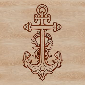 A stylized anchor icon with ornate details, suitable for nautical-themed designs and vector art projects.