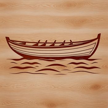 A simple line art illustration of a sailboat on calm waters.