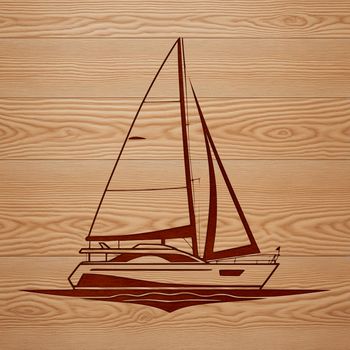 A simple vector illustration of a boat in various styles to be used as a template for cutting machines.