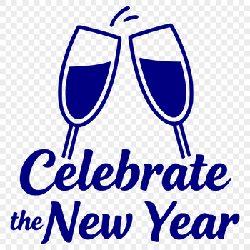 A stylized illustration of a new year's theme with inspirational quotes.