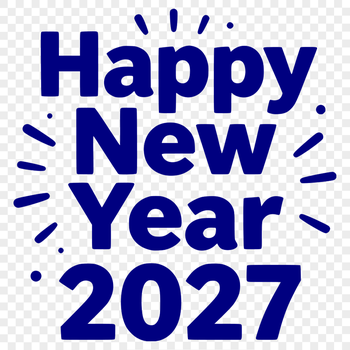 SVG illustration of a stylized clock striking midnight to mark the start of 2027.