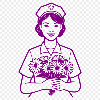 A vector graphic representation of a woman wearing a nurse's uniform, suitable for digital use.