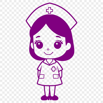 A female nurse in full-body uniform, suitable for vector art designs.