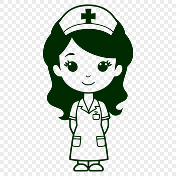 Female nurse in full-body uniform, suitable for vector art and design projects.