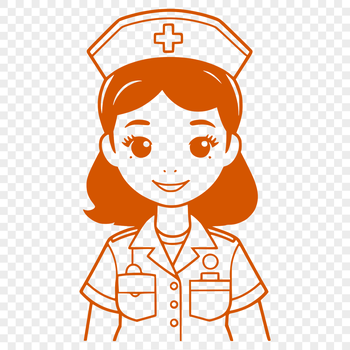 Female nurse in professional attire, designed as vector art for use with cutting machines or laser cutters.