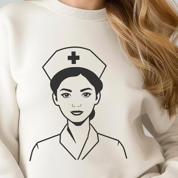 A vector illustration of a female nurse in a medical uniform, suitable for graphic design projects.