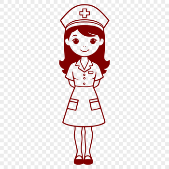 A detailed illustration of a female nurse in full body attire, suitable for vector art and clip art designs.