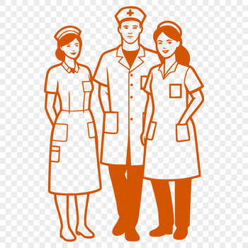 A professional nurse in uniform standing against a plain background, represented as vector art.