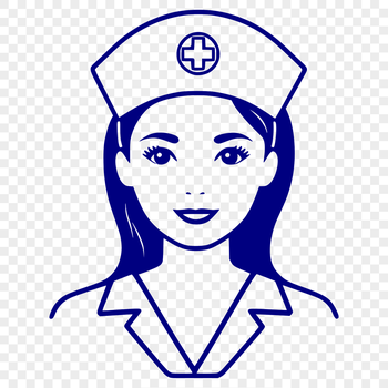 A female nurse illustration in professional attire.