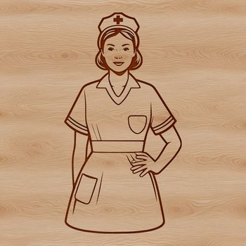 Female nurse in uniform, professional healthcare illustration.