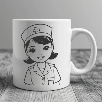 A simple illustration of a female nurse in uniform, suitable for vector design and commercial or personal projects.
