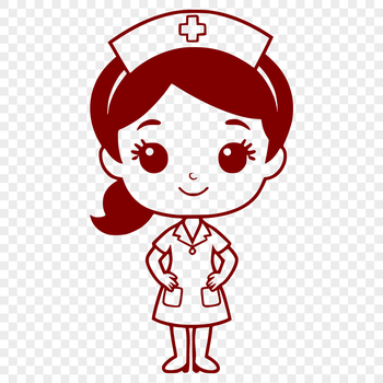 A professional female nurse illustrated in full body pose, suitable for medical or healthcare related projects.