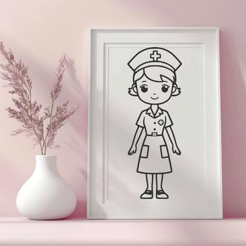 A full-body illustration of a female nurse, suitable for professional use.