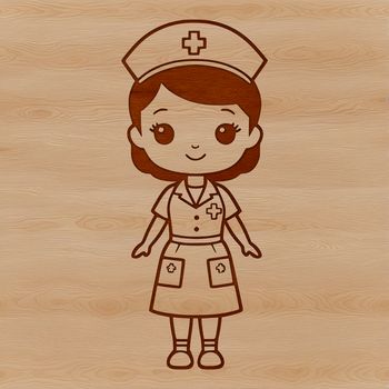 A professional female nurse depicted in a detailed vector design.