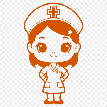 A female nurse in a professional uniform, suitable as a vector graphic design element.