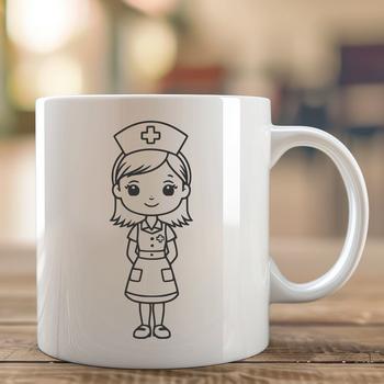 Female nurse in full-body medical uniform.