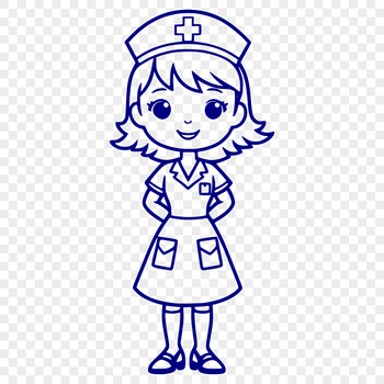 A professional female nurse depicted in full body attire, ideal for vector design and clip art applications.