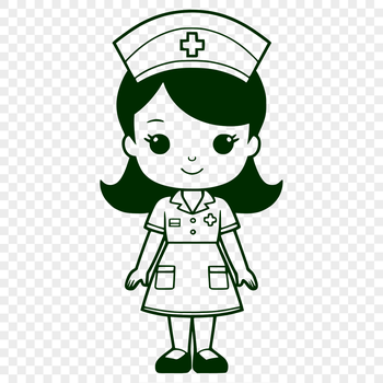 A detailed illustration of a female nurse in full body attire, suitable for various graphic design applications.