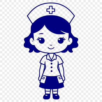 Female nurse depicted in full body attire, suitable for vector art designs.
