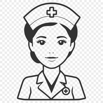 Female nurse silhouette in professional attire.