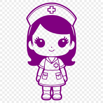 A female figure in a nurse's uniform, representing the medical profession.