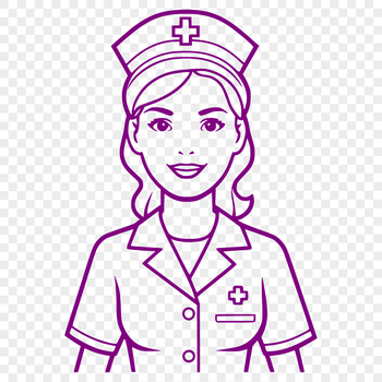 A female figure in a nurse's uniform, representing the healthcare profession.