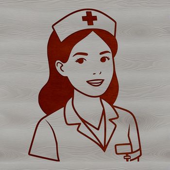 Female nurse profession illustration in scalable vector graphics format.