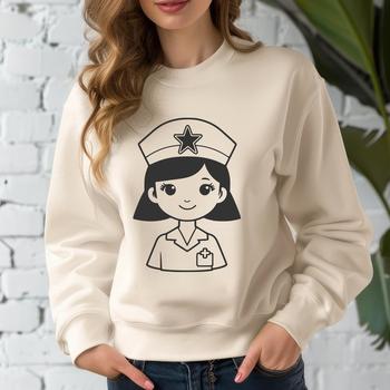 A female figure in a nurse's uniform, suitable for vector design and clip art use.