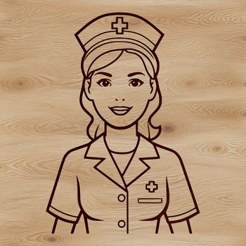 A female professional wearing a nurse's uniform, illustrated in vector format.