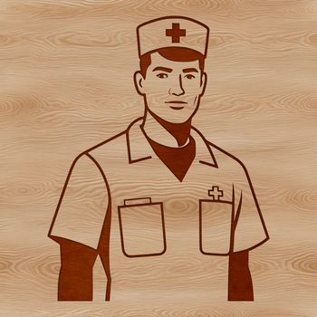 A male nurse in a medical uniform, suitable for vector design projects.