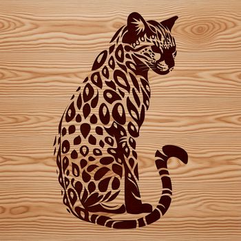 A sleek and agile big cat from the wild with distinctive markings, in vector format.