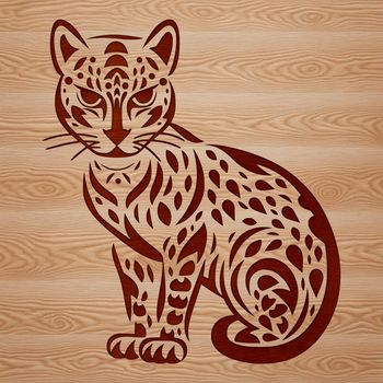 An SVG illustration of an ocelot in a naturalistic pose.