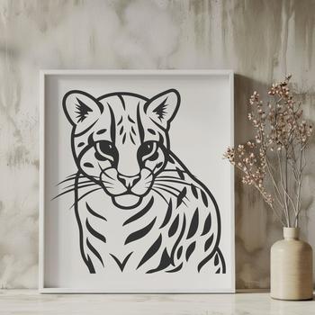 A large wild cat with distinctive markings and spots in its fur, depicted as a vector illustration.