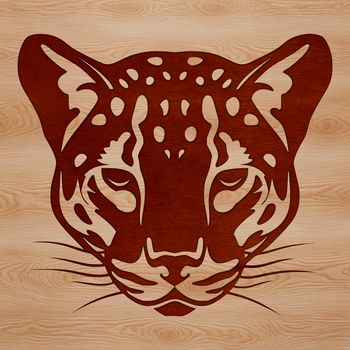A realistic illustration of a wild ocelot's head, suitable for vector design projects.