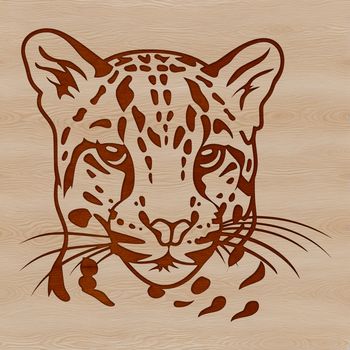 Illustration of a big cat, the ocelot, in a simple vector design format.