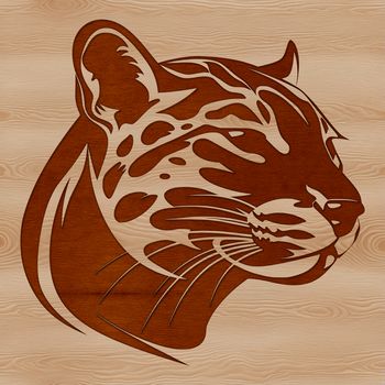 An SVG vector graphic design featuring a stylized depiction of a big cat's face.